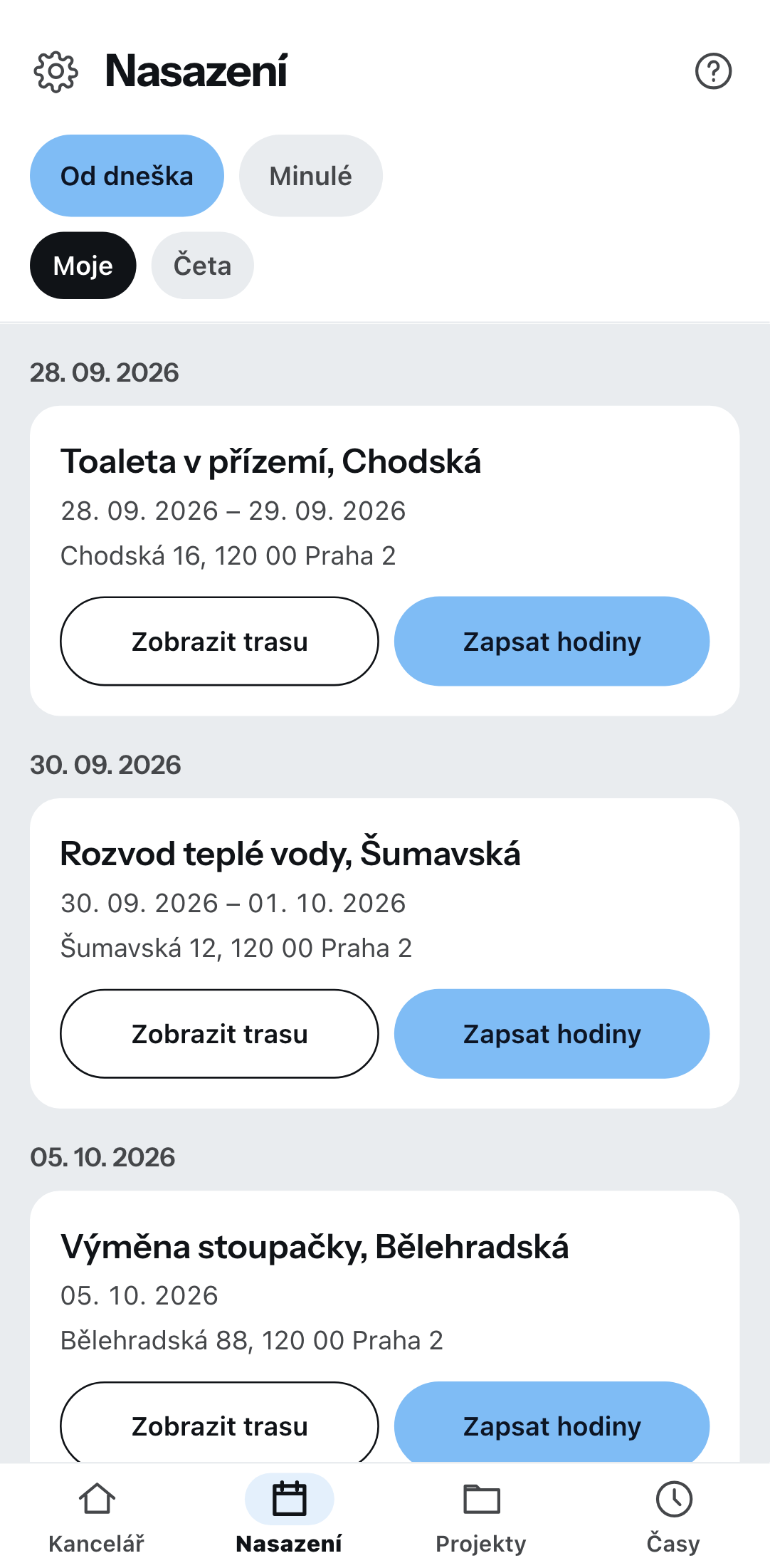 Nasazení dne v telefonu