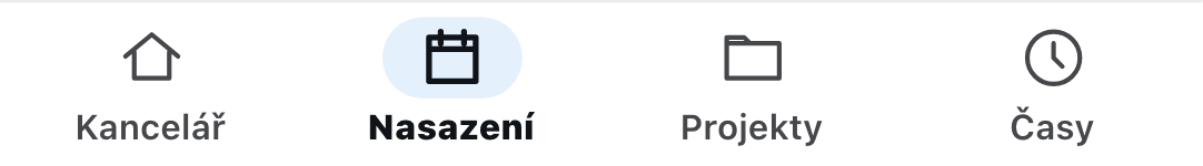 Dolní lišta aplikace Zirko