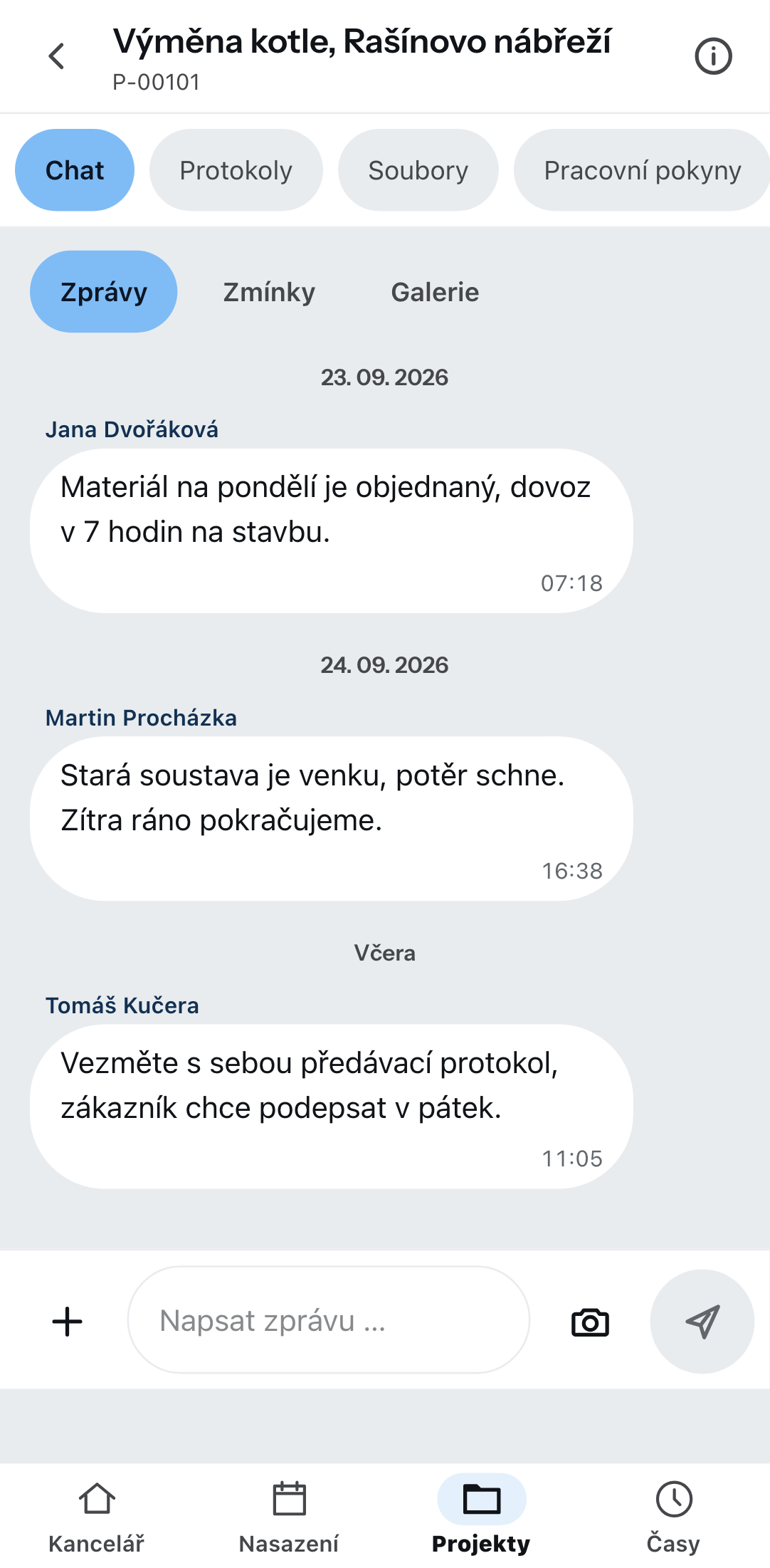 Projekt v telefonu