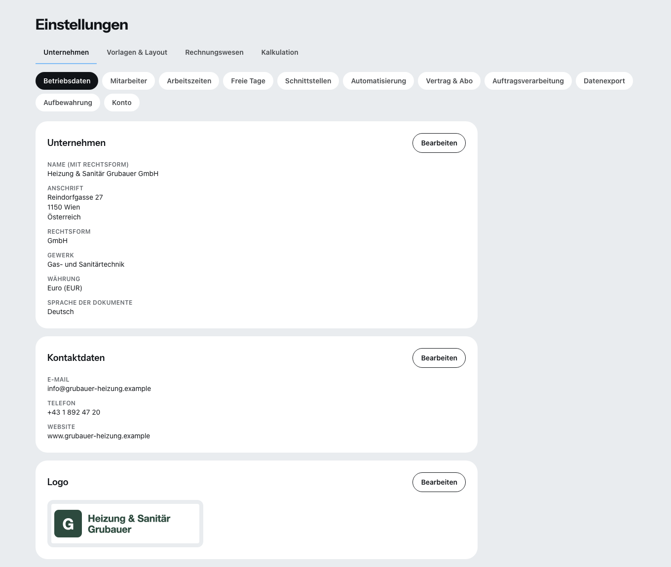 Der Einstellungsbereich von Zirko