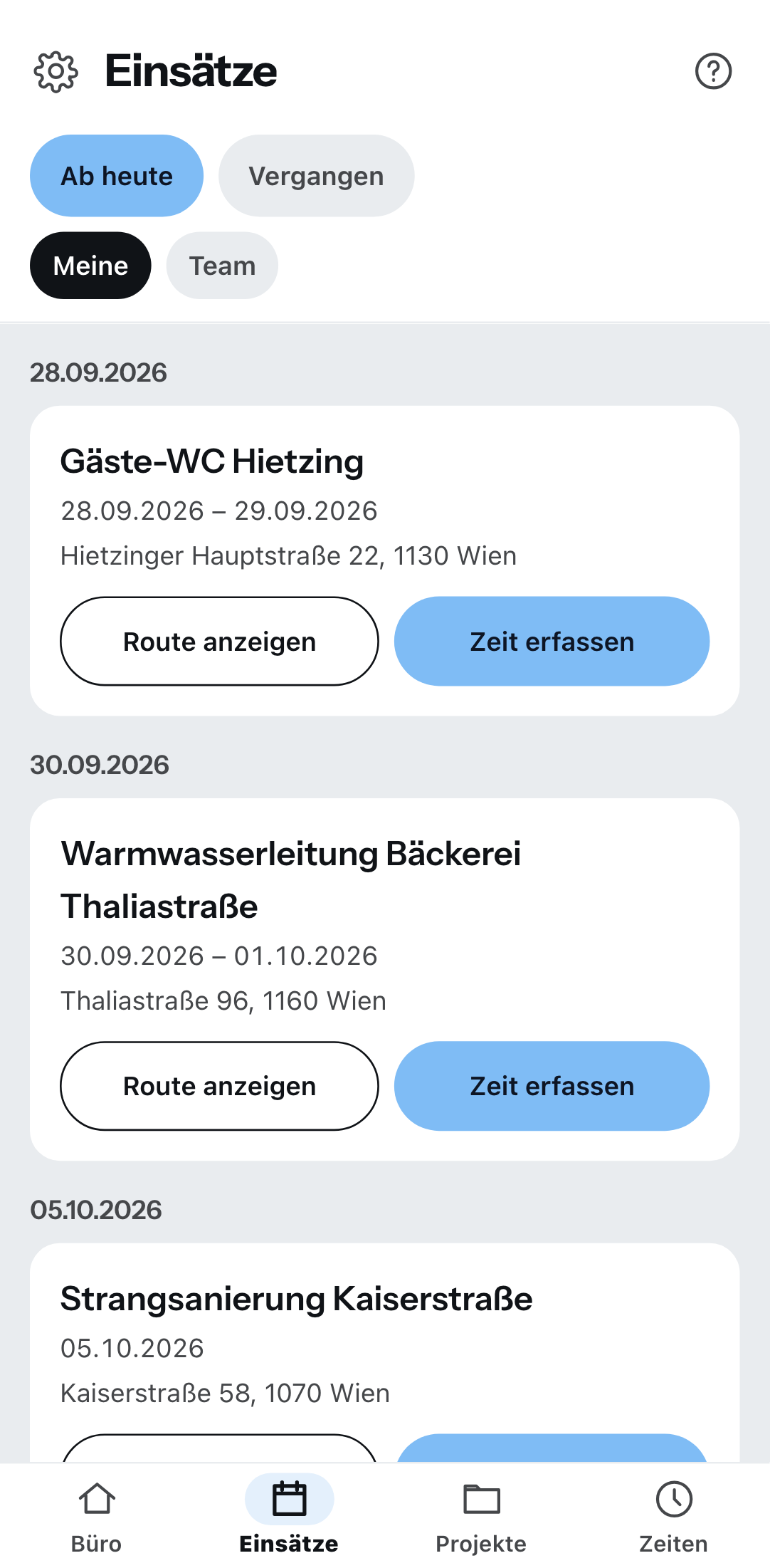 Die Einsätze auf dem Telefon
