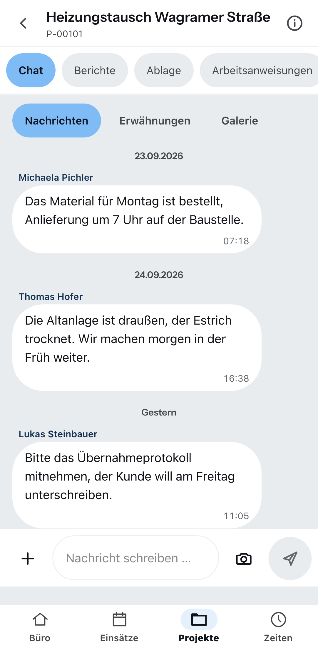 Ein Projekt auf dem Telefon