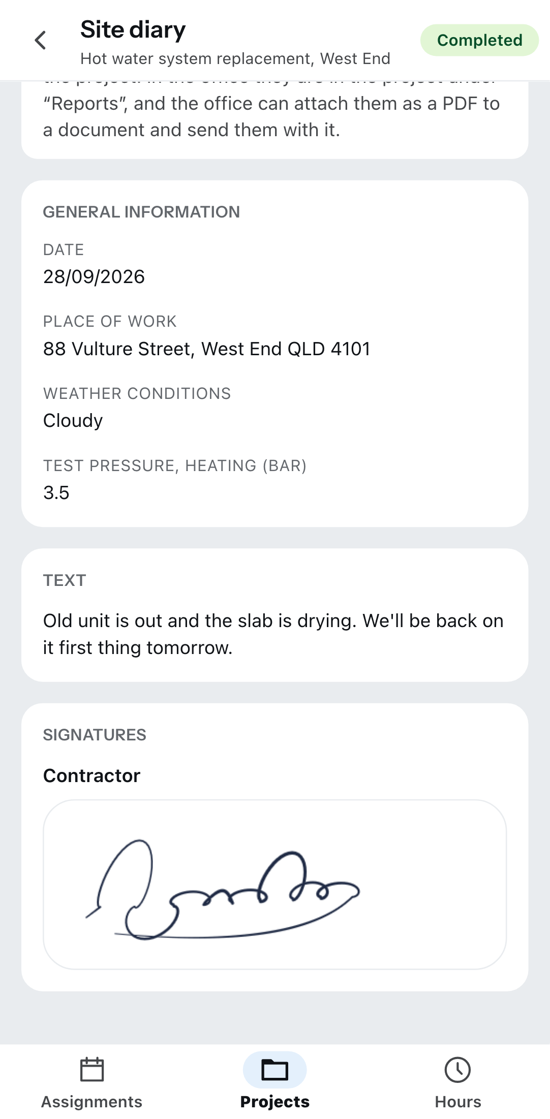 A report on the phone