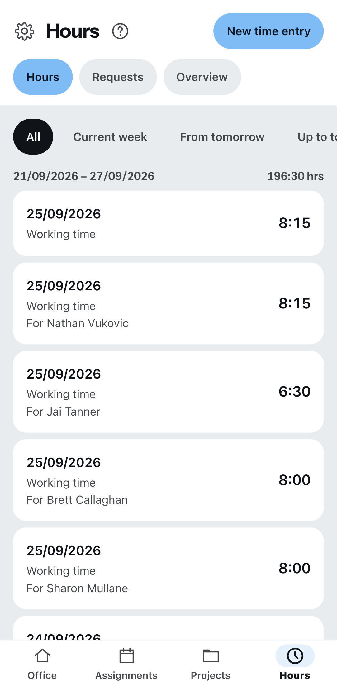 Time tracking on the phone