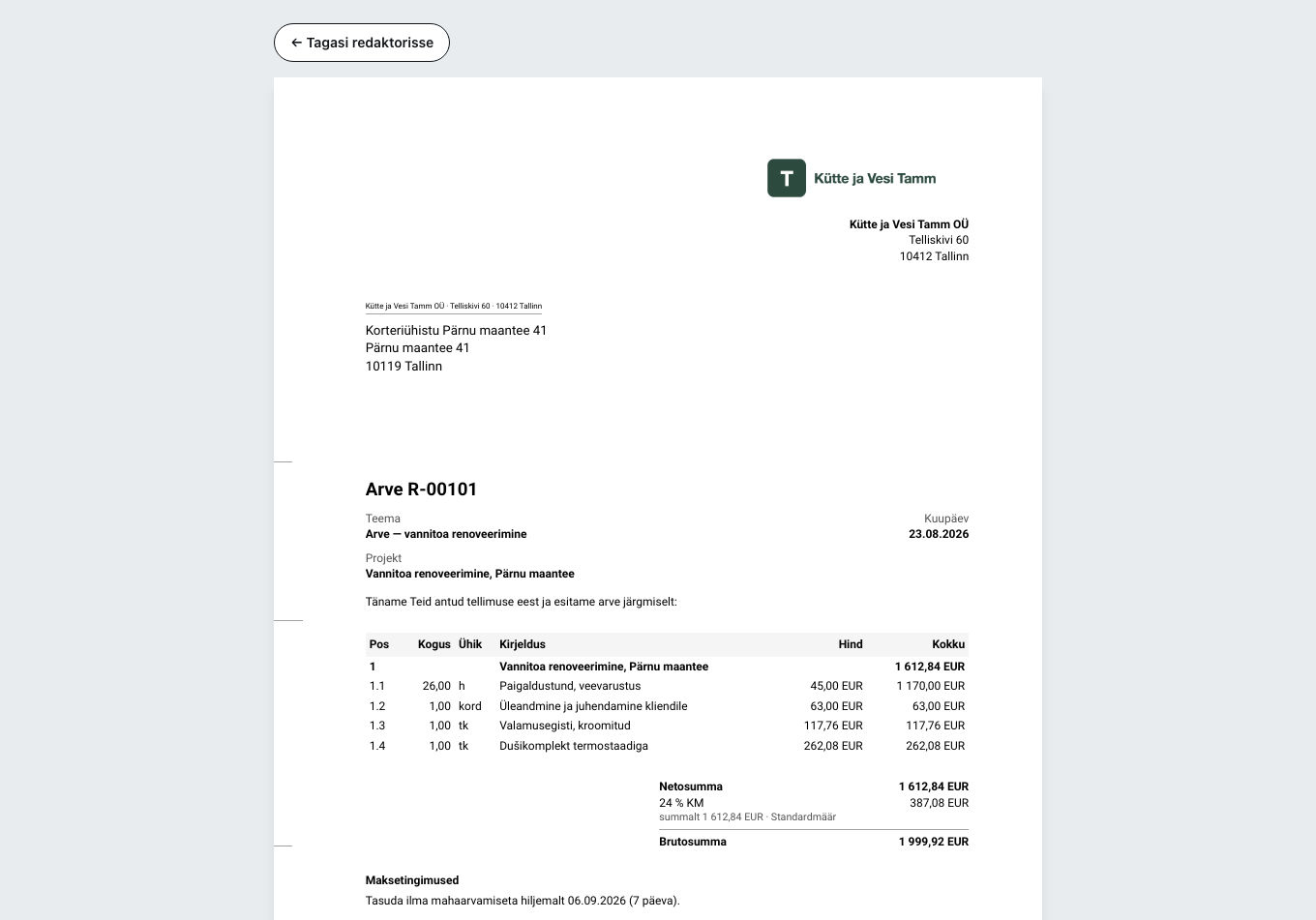 Valmis dokumendi eelvaade