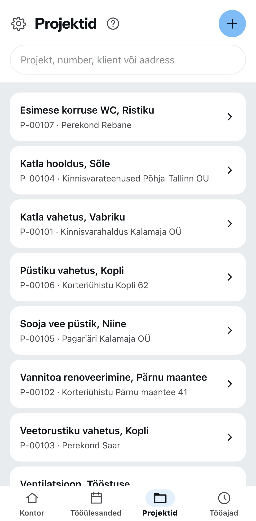 Projektid telefonis