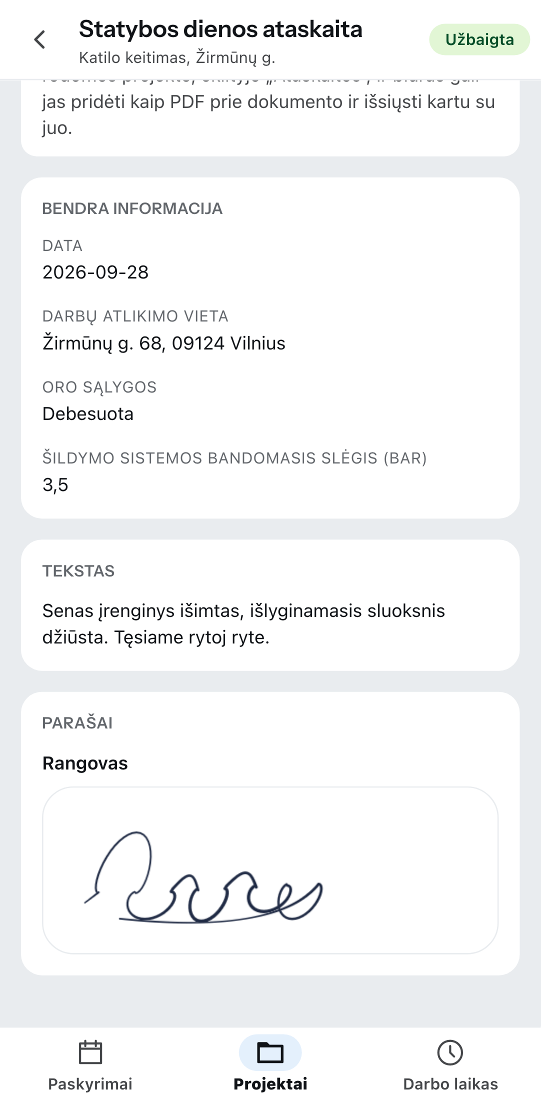 Ataskaita telefone