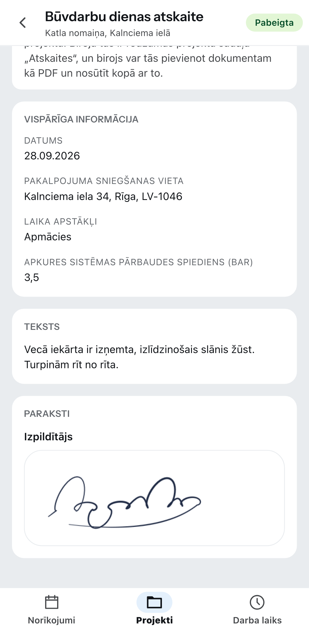 Atskaite telefonā