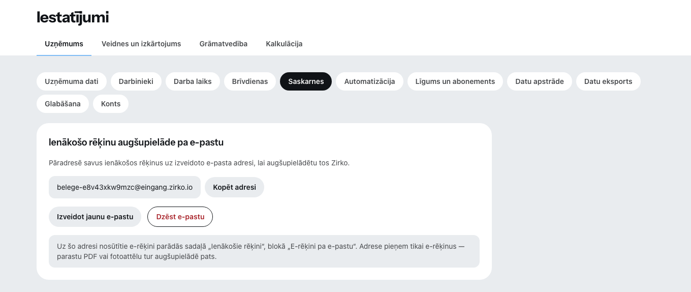 Cilne Saskarnes iestatījumos