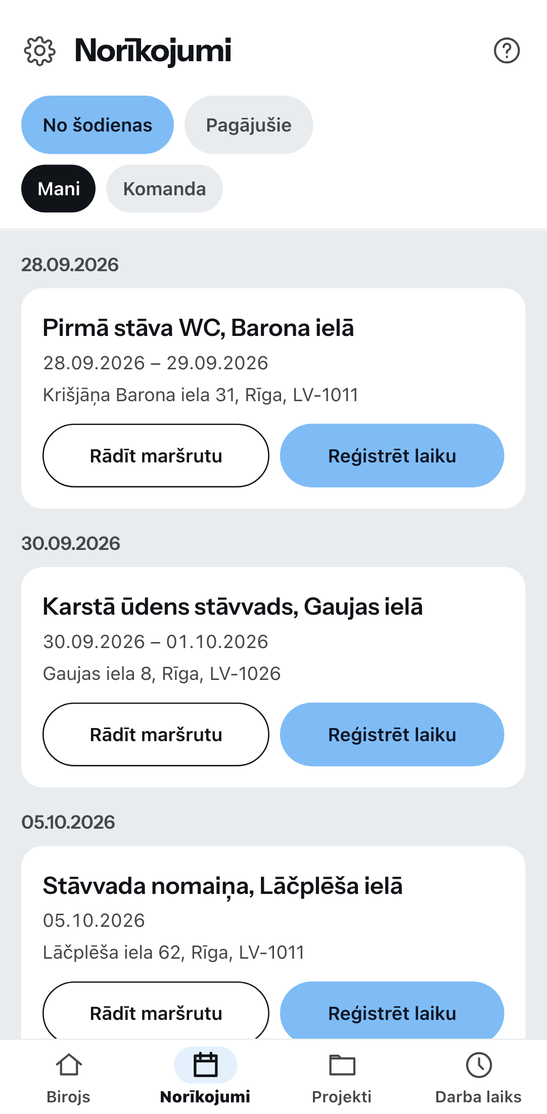 Norīkojumi telefonā