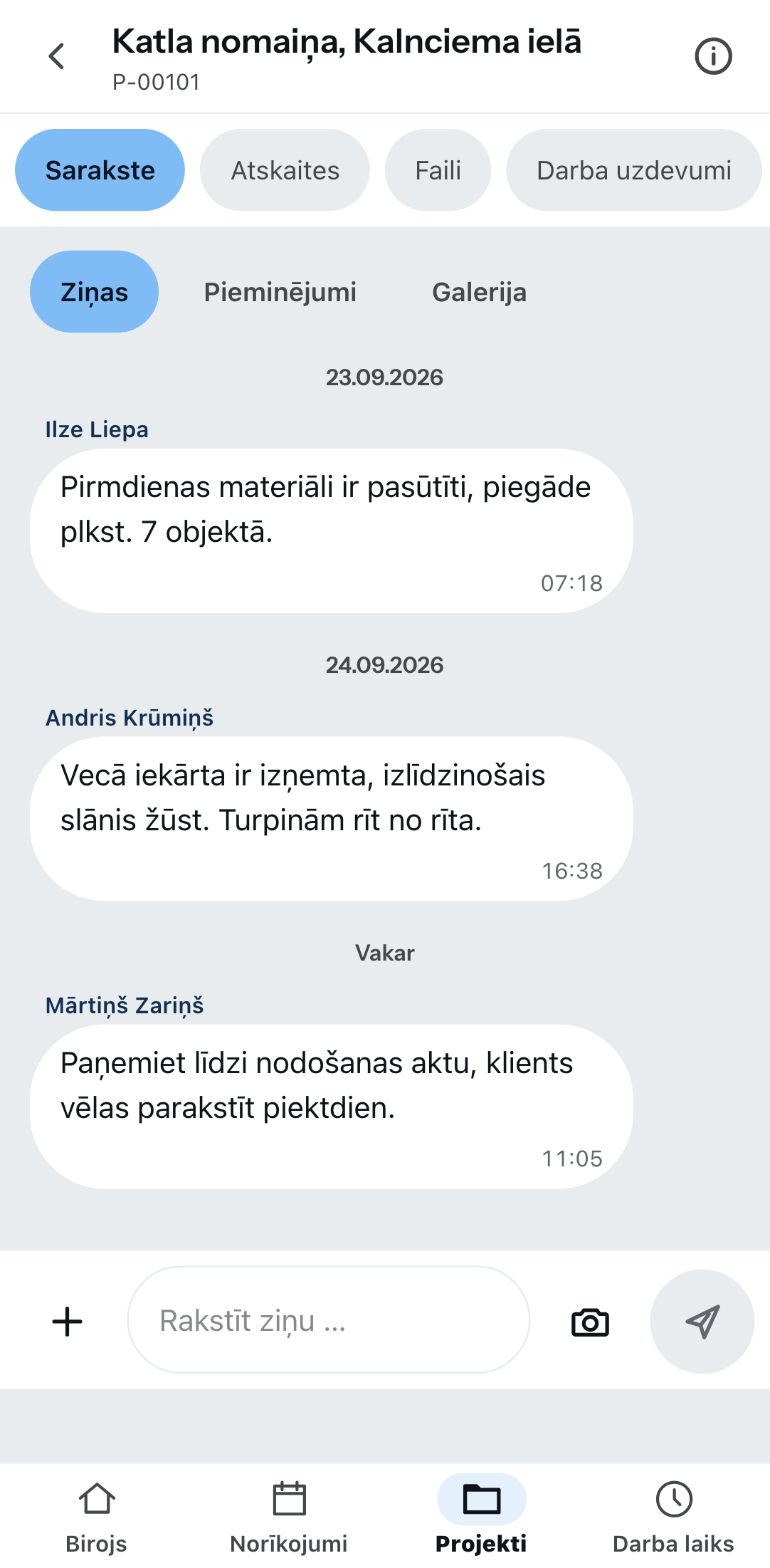 Projekts telefonā
