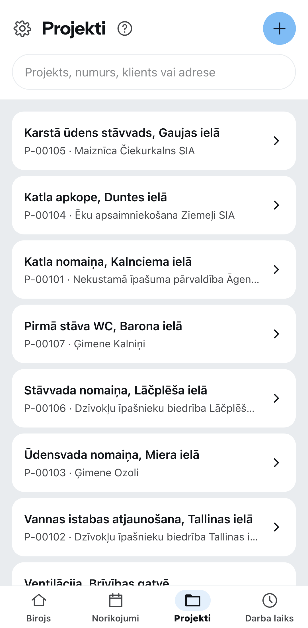 Projekti telefonā