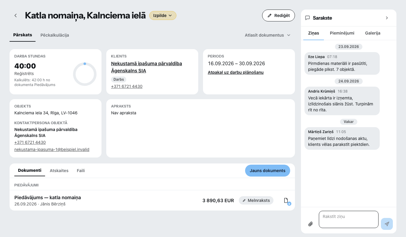 Projekts detalizētā skatā