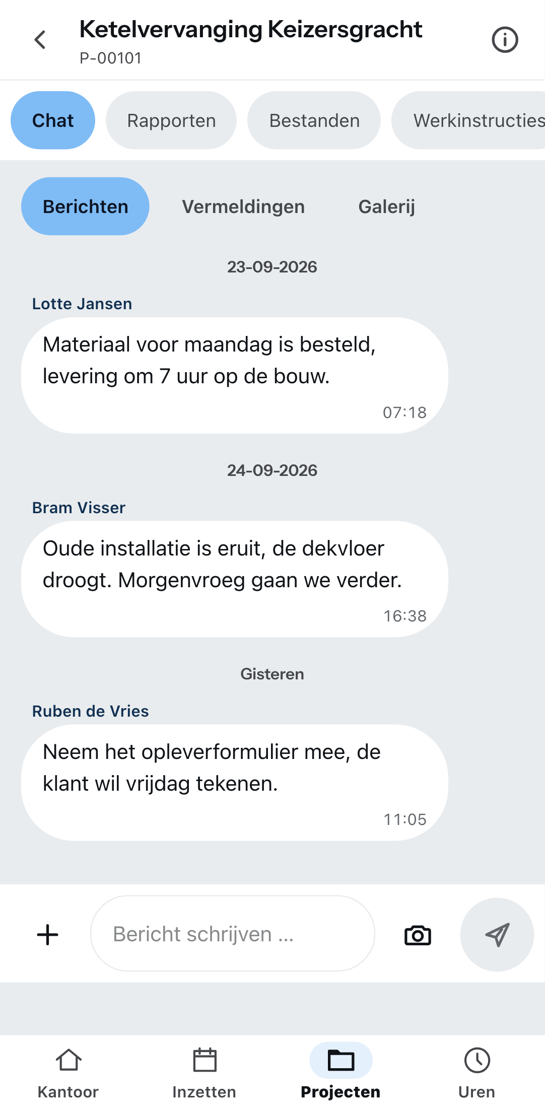 Een project op de telefoon
