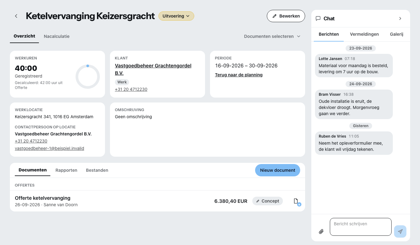 Een project in de detailweergave