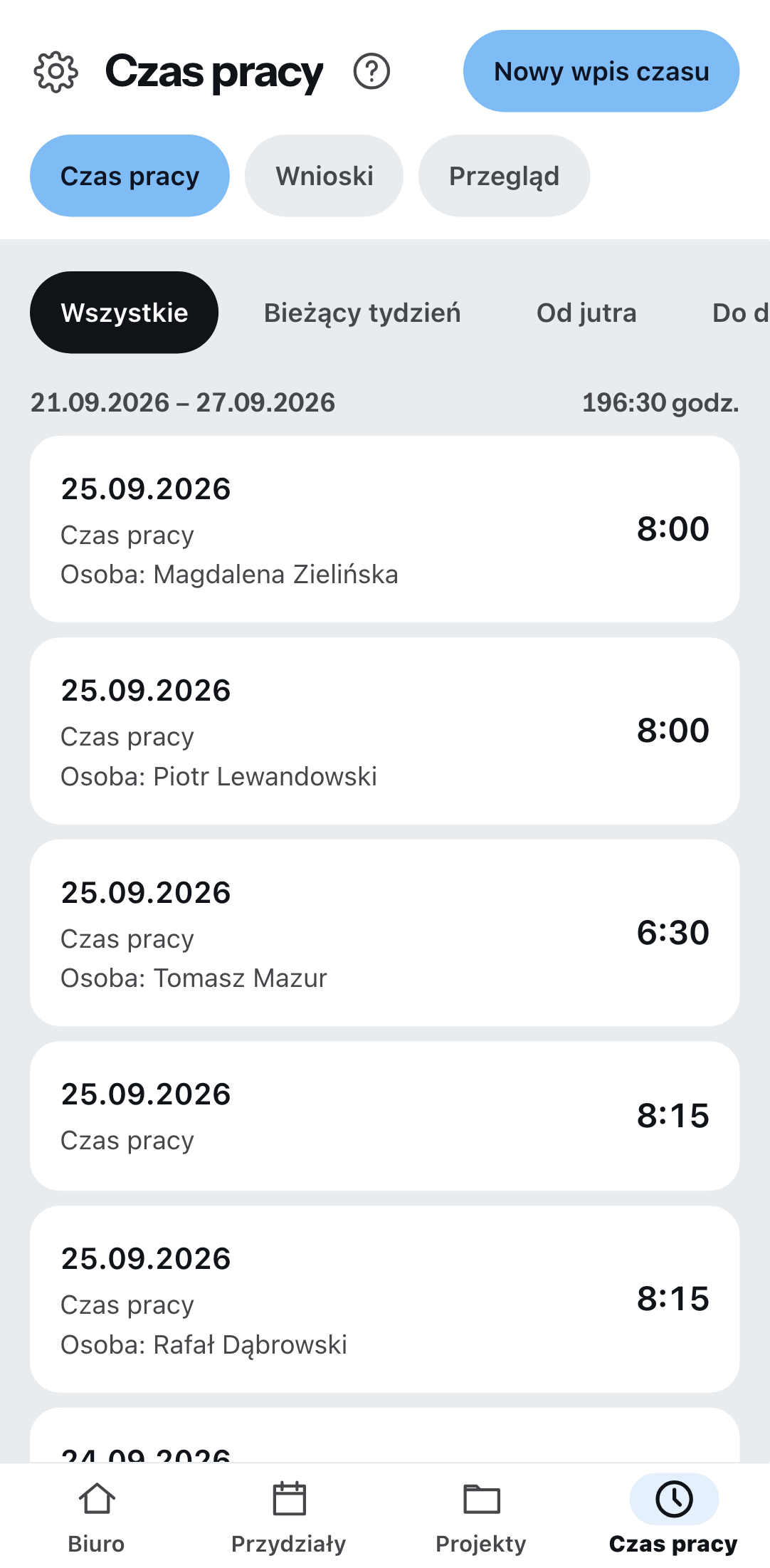 Rejestracja czasu pracy w telefonie