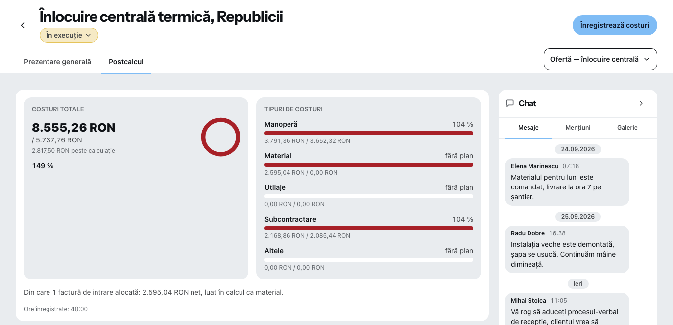 Postcalculul unui proiect